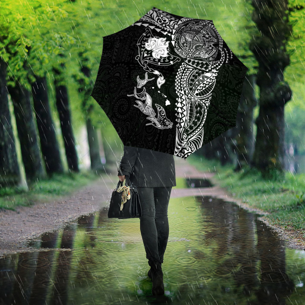 Hawaiian Manta Ray Tribal Umbrella Polynesian Art Motifs Black Color