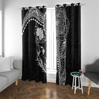 Hawaiian Manta Ray Tribal Window Curtain Polynesian Art Motifs Black Color