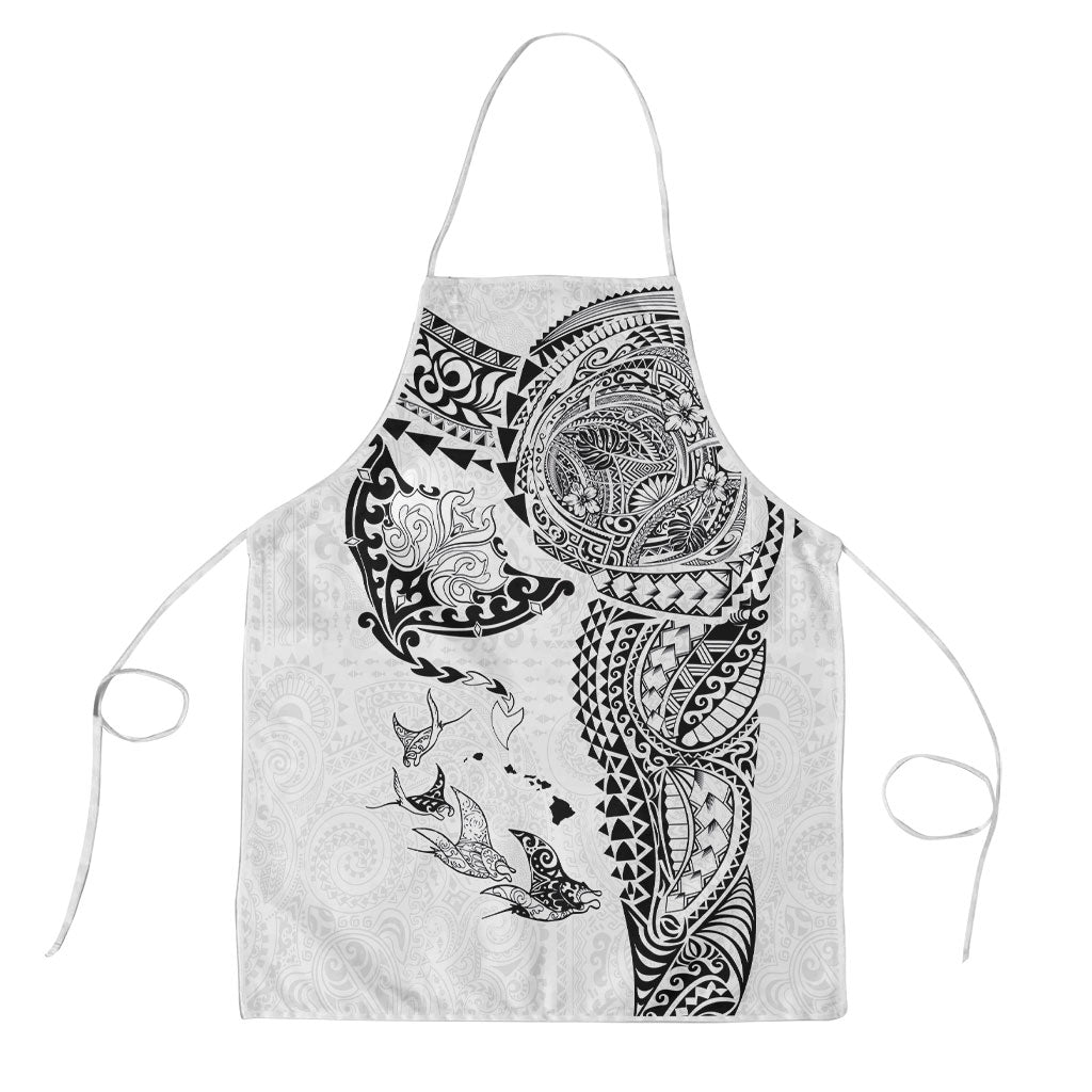 Hawaiian Manta Ray Tribal Apron Polynesian Art Motifs White Color