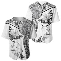 Hawaiian Manta Ray Tribal Baseball Jersey Polynesian Art Motifs White Color