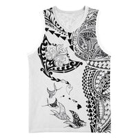 Hawaiian Manta Ray Tribal Basketball Jersey Polynesian Art Motifs White Color