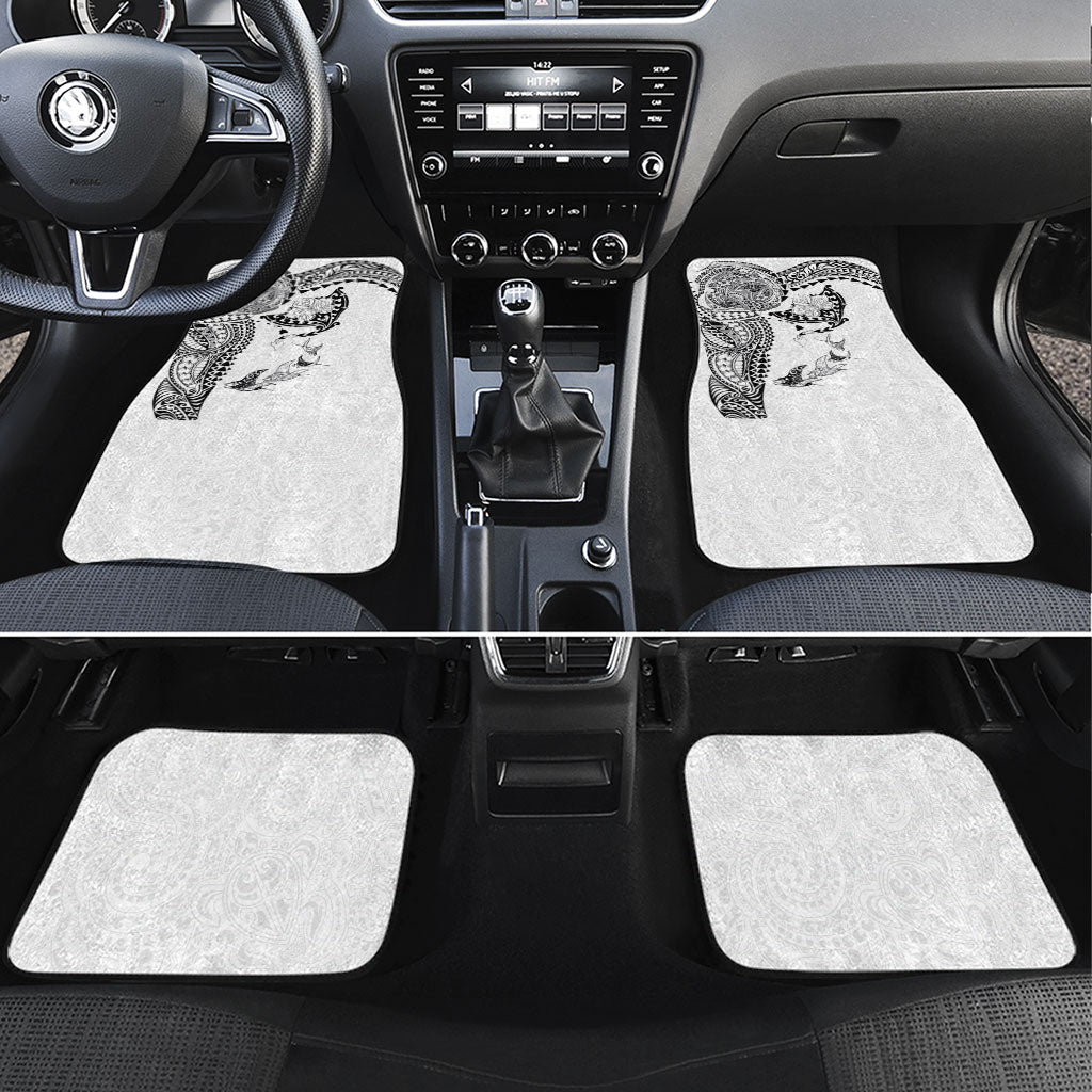 Hawaiian Manta Ray Tribal Car Mats Polynesian Art Motifs White Color