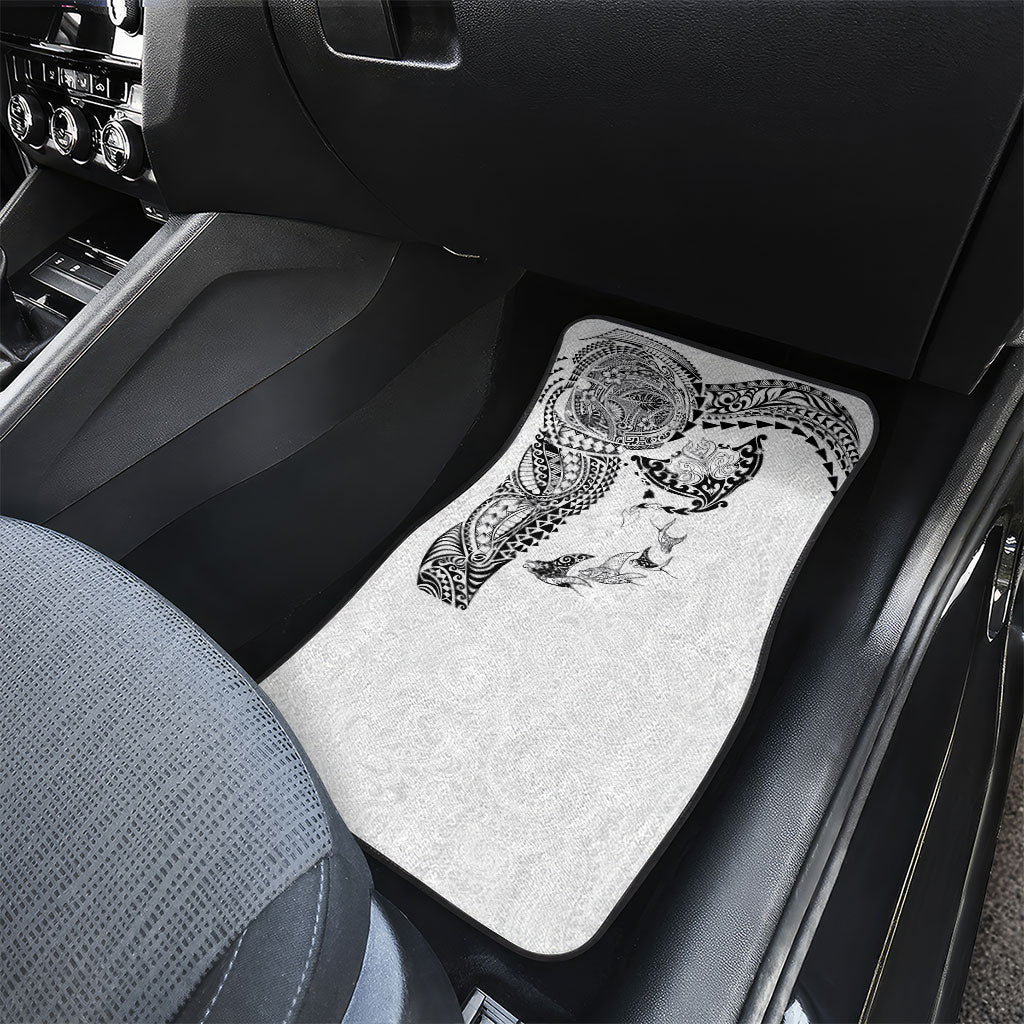 Hawaiian Manta Ray Tribal Car Mats Polynesian Art Motifs White Color
