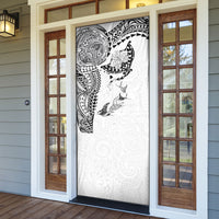 Hawaiian Manta Ray Tribal Door Cover Polynesian Art Motifs White Color