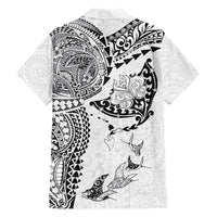 Hawaiian Manta Ray Tribal Family Matching Mermaid Dress and Hawaiian Shirt Polynesian Art Motifs White Color LT03 - Polynesian Pride