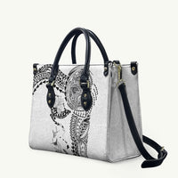 Hawaiian Manta Ray Tribal Leather Bag Polynesian Art Motifs White Color