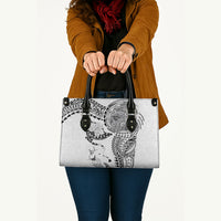 Hawaiian Manta Ray Tribal Leather Bag Polynesian Art Motifs White Color