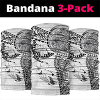 Hawaiian Manta Ray Tribal Neck Gaiter Polynesian Art Motifs White Color