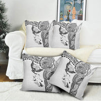 Hawaiian Manta Ray Tribal Pillow Cover Polynesian Art Motifs White Color