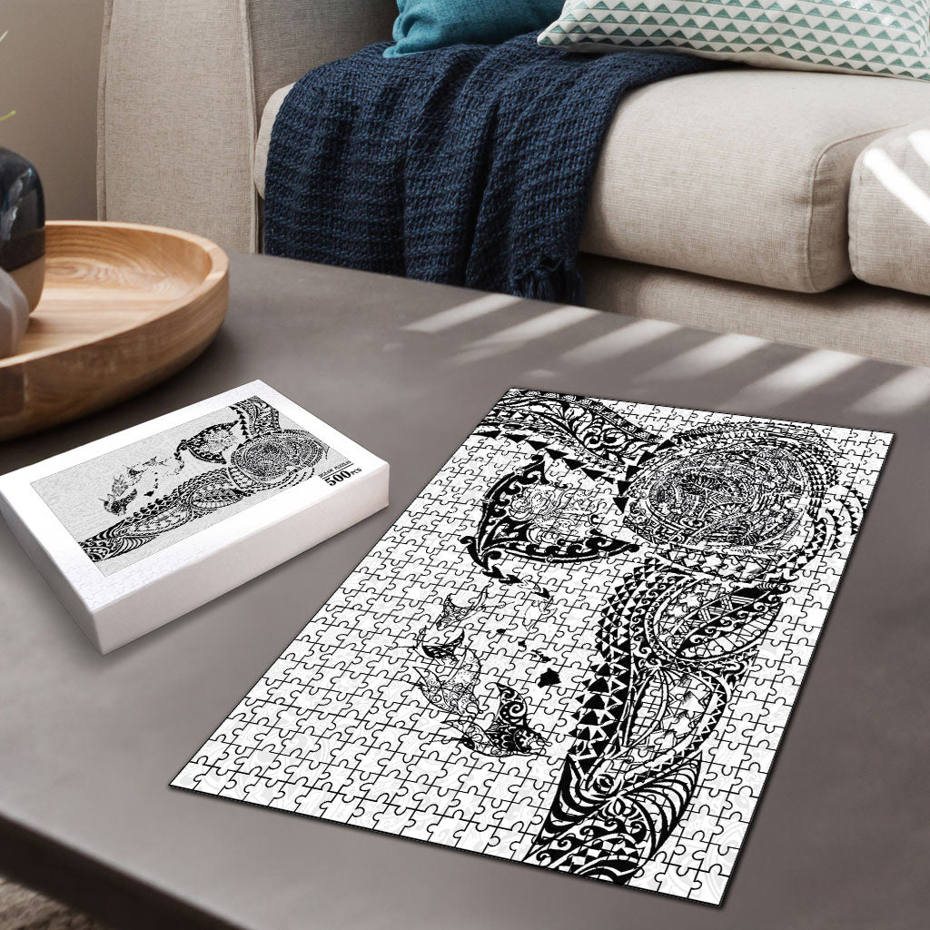 Hawaiian Manta Ray Tribal Puzzle Polynesian Art Motifs White Color