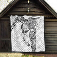 Hawaiian Manta Ray Tribal Quilt Polynesian Art Motifs White Color LT03 - Polynesian Pride