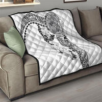 Hawaiian Manta Ray Tribal Quilt Polynesian Art Motifs White Color LT03 - Polynesian Pride