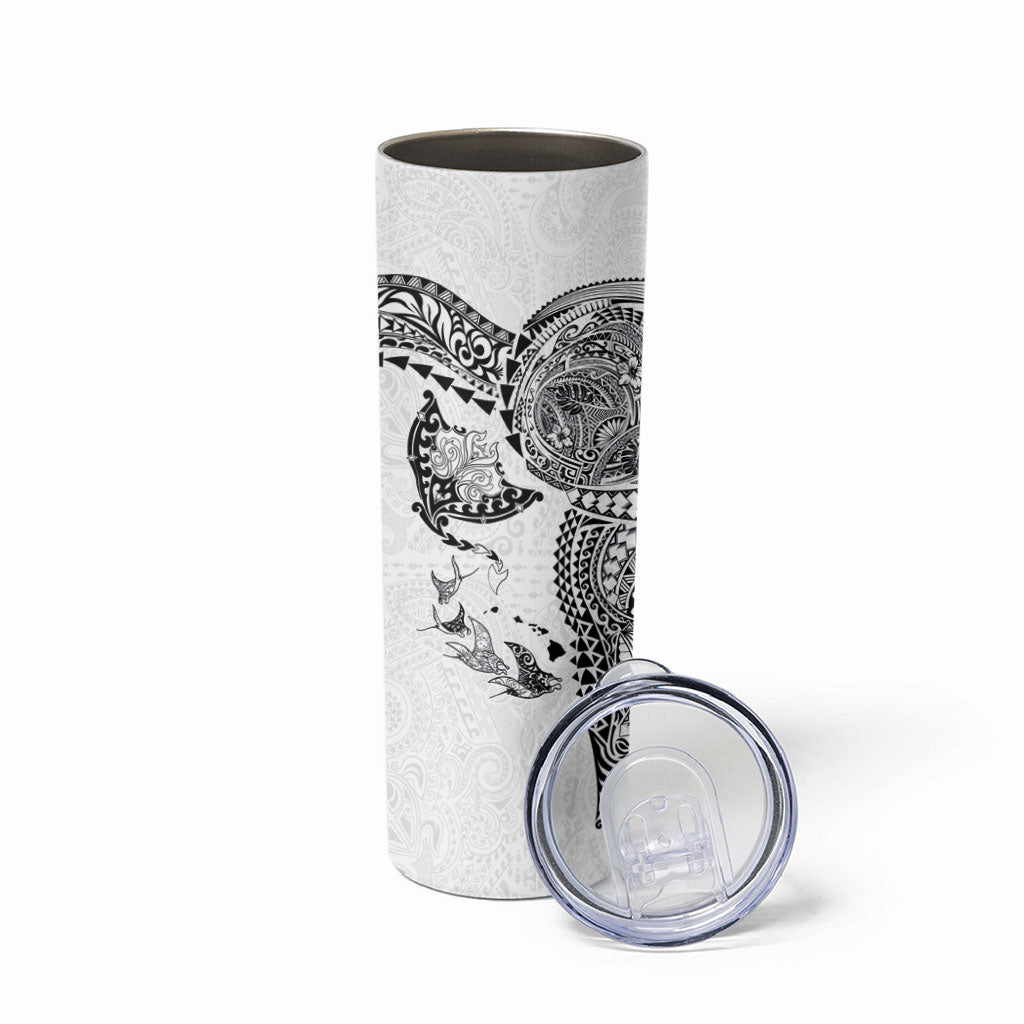 Hawaiian Manta Ray Tribal Skinny Tumbler Polynesian Art Motifs White Color