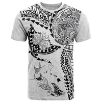 Hawaiian Manta Ray Tribal T Shirt Polynesian Art Motifs White Color