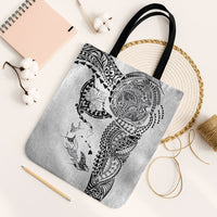 Hawaiian Manta Ray Tribal Tote Bag Polynesian Art Motifs White Color
