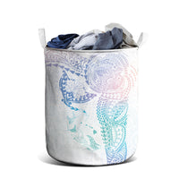 Hawaiian Manta Ray Tribal Laundry Basket Polynesian Art Motifs Sweet Pastel