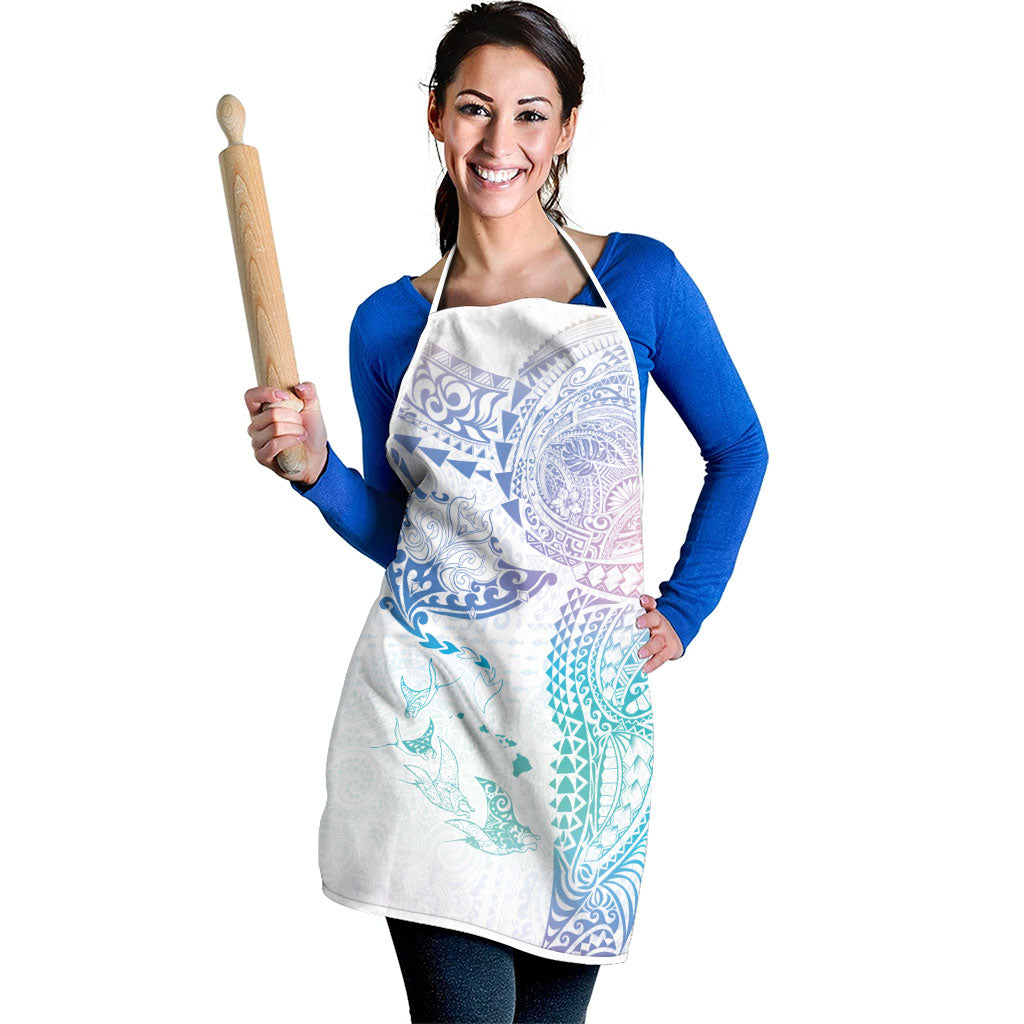 Hawaiian Manta Ray Tribal Apron Polynesian Art Motifs Sweet Pastel
