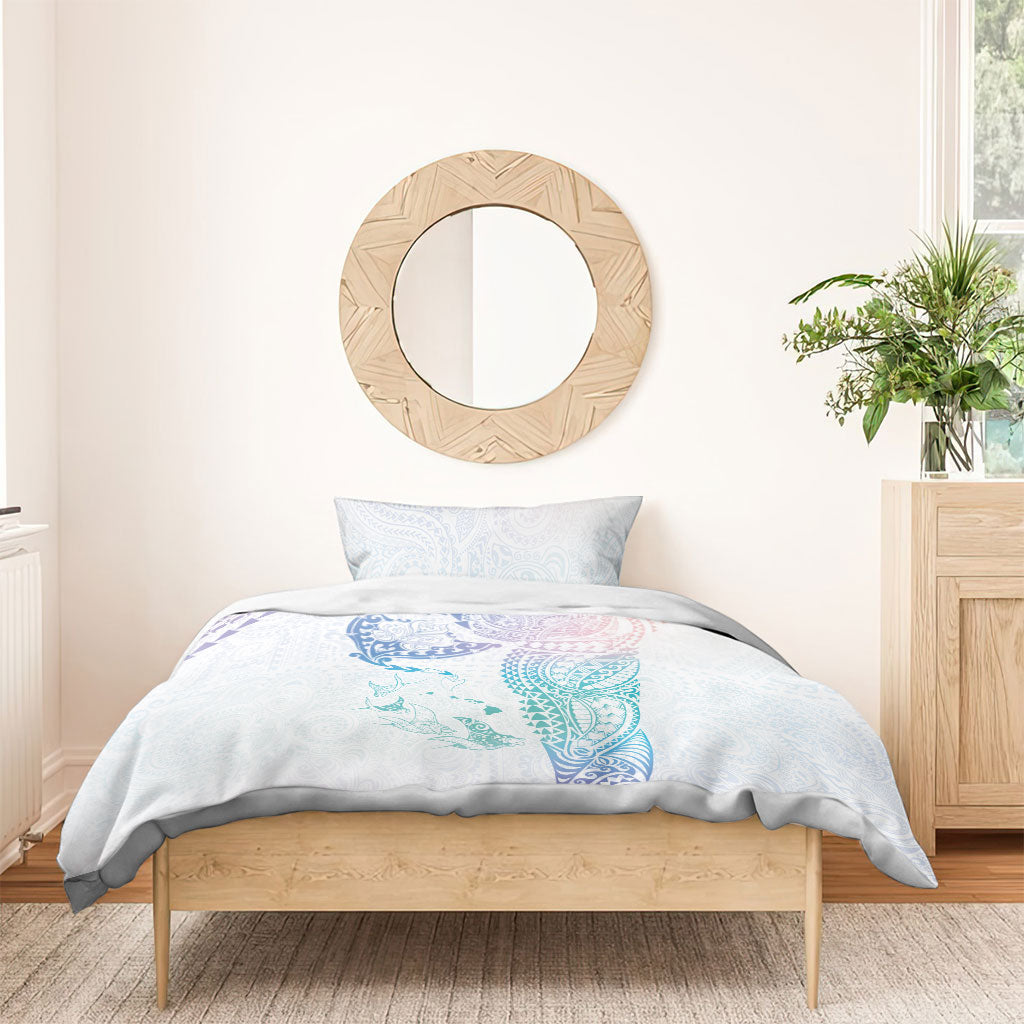 Hawaiian Manta Ray Tribal Bedding Set Polynesian Art Motifs Sweet Pastel LT03 - Polynesian Pride
