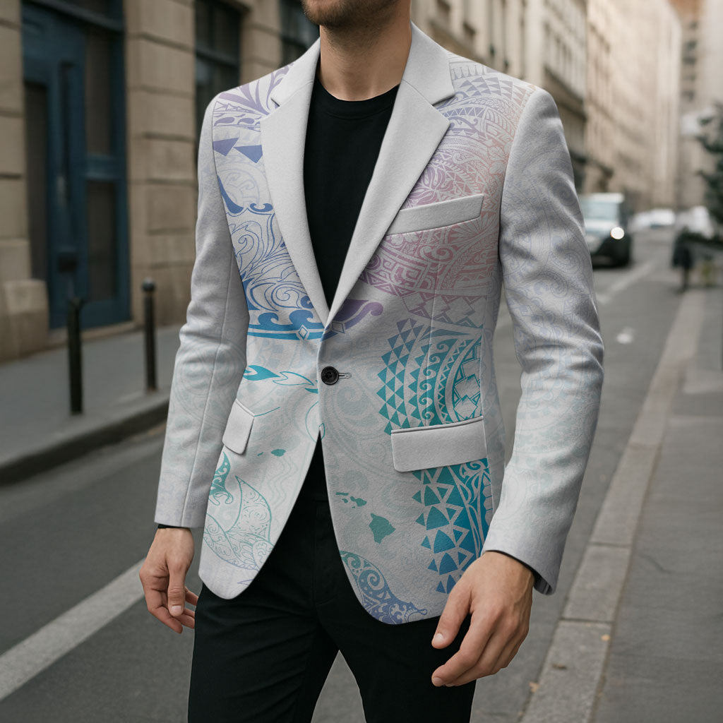 Hawaiian Manta Ray Tribal Blazer Polynesian Art Motifs Sweet Pastel