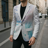 Hawaiian Manta Ray Tribal Blazer Polynesian Art Motifs Sweet Pastel