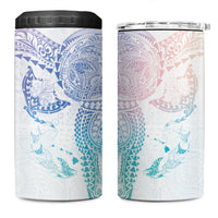Hawaiian Manta Ray Tribal 4 in 1 Can Cooler Tumbler Polynesian Art Motifs Sweet Pastel