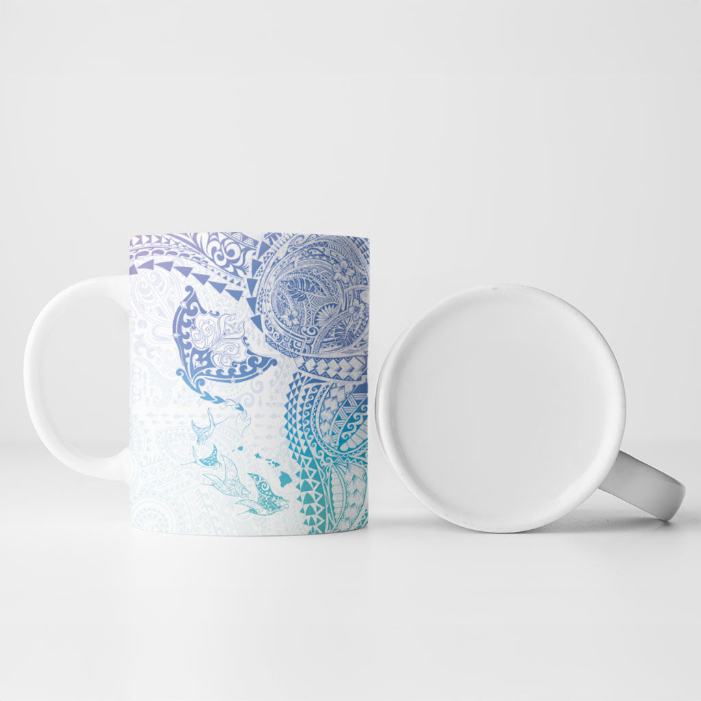 Hawaiian Manta Ray Tribal Ceramic Mug Polynesian Art Motifs Sweet Pastel