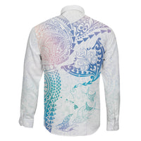 Hawaiian Manta Ray Tribal Family Matching Off The Shoulder Long Sleeve Dress and Hawaiian Shirt Polynesian Art Motifs Sweet Pastel LT03 - Polynesian Pride