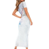 Hawaiian Manta Ray Tribal Family Matching Short Sleeve Bodycon Dress and Hawaiian Shirt Polynesian Art Motifs Sweet Pastel LT03 - Polynesian Pride