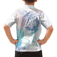 Hawaiian Manta Ray Tribal Family Matching Summer Maxi Dress and Hawaiian Shirt Polynesian Art Motifs Sweet Pastel LT03 - Polynesian Pride