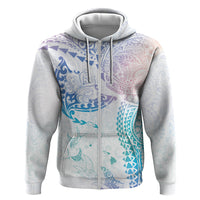 Hawaiian Manta Ray Tribal Hoodie Polynesian Art Motifs Sweet Pastel