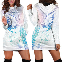 Hawaiian Manta Ray Tribal Hoodie Dress Polynesian Art Motifs Sweet Pastel LT03 - Polynesian Pride