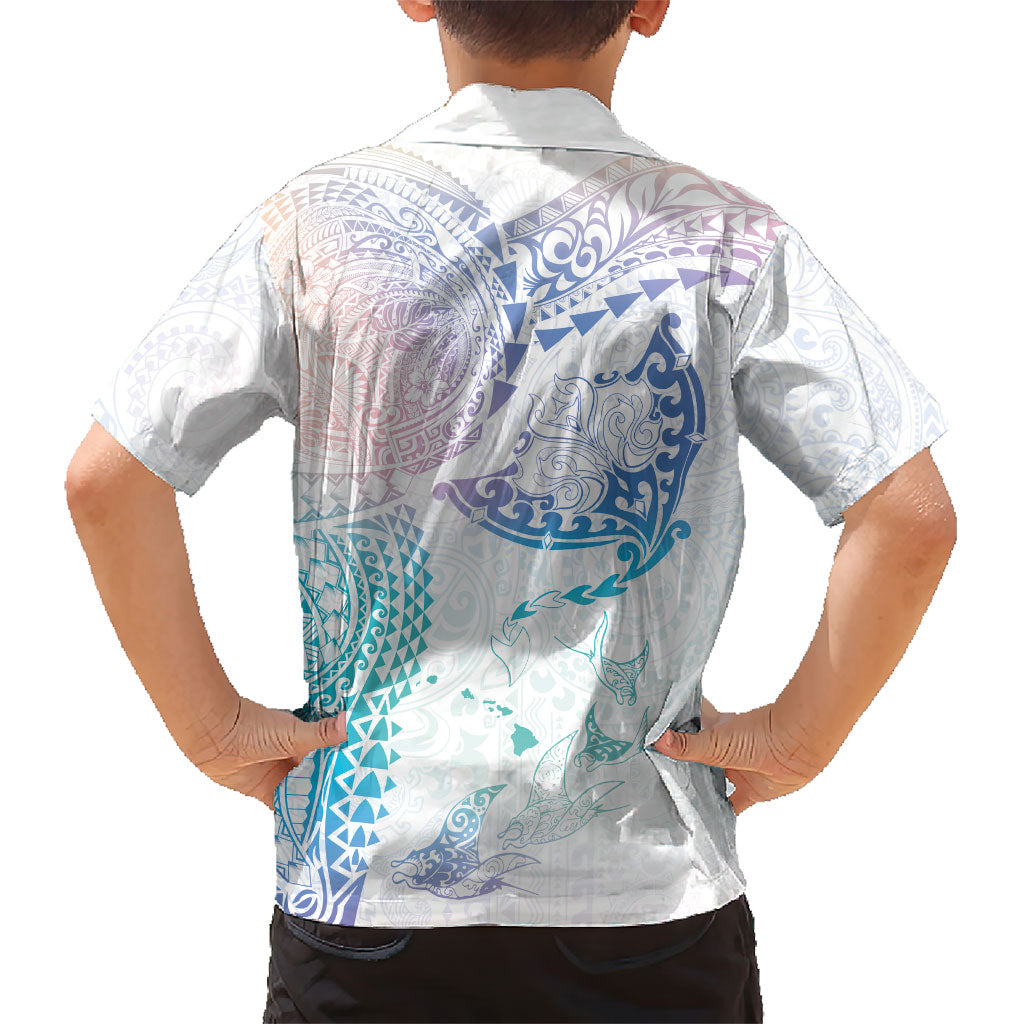 Hawaiian Manta Ray Tribal Kid Hawaiian Shirt Polynesian Art Motifs Sweet Pastel