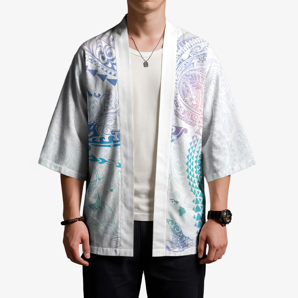 Hawaiian Manta Ray Tribal Kimono Polynesian Art Motifs Sweet Pastel