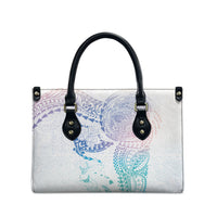 Hawaiian Manta Ray Tribal Leather Bag Polynesian Art Motifs Sweet Pastel