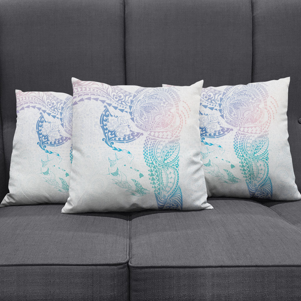 Hawaiian Manta Ray Tribal Pillow Cover Polynesian Art Motifs Sweet Pastel