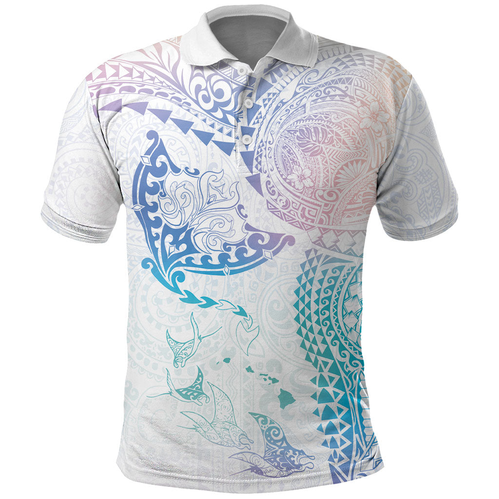 Hawaiian Manta Ray Tribal Polo Shirt Polynesian Art Motifs Sweet Pastel LT03 Multicolor - Polynesian Pride