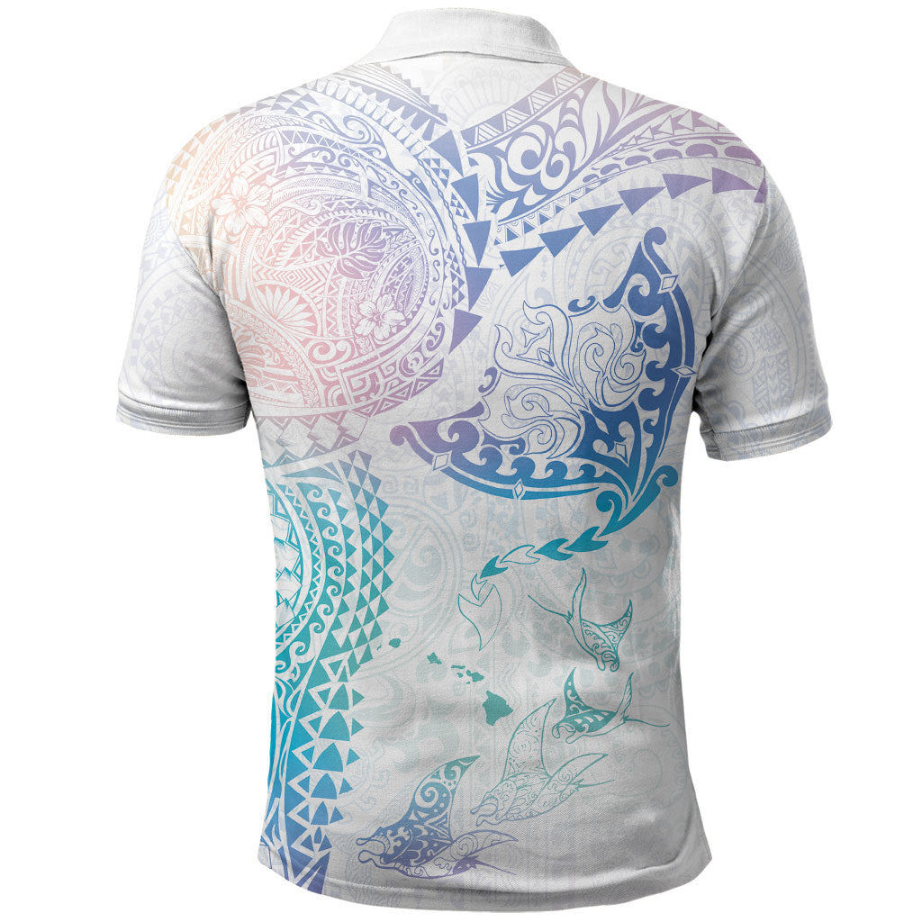 Hawaiian Manta Ray Tribal Polo Shirt Polynesian Art Motifs Sweet Pastel LT03 - Polynesian Pride