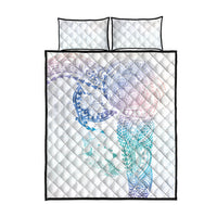 Hawaiian Manta Ray Tribal Quilt Bed Set Polynesian Art Motifs Sweet Pastel