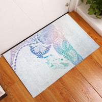 Hawaiian Manta Ray Tribal Rubber Doormat Polynesian Art Motifs Sweet Pastel