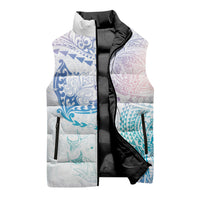 Hawaiian Manta Ray Tribal Sleeveless Puffer Jacket Polynesian Art Motifs Sweet Pastel