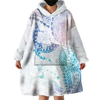 Hawaiian Manta Ray Tribal Wearable Blanket Hoodie Polynesian Art Motifs Sweet Pastel