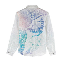 Hawaiian Manta Ray Tribal Women Casual Shirt Polynesian Art Motifs Sweet Pastel LT03 - Polynesian Pride