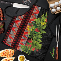 Maori Tukutuku Apron with Ferns Pohutukawa and Kowhai Tribal Moko Patterns
