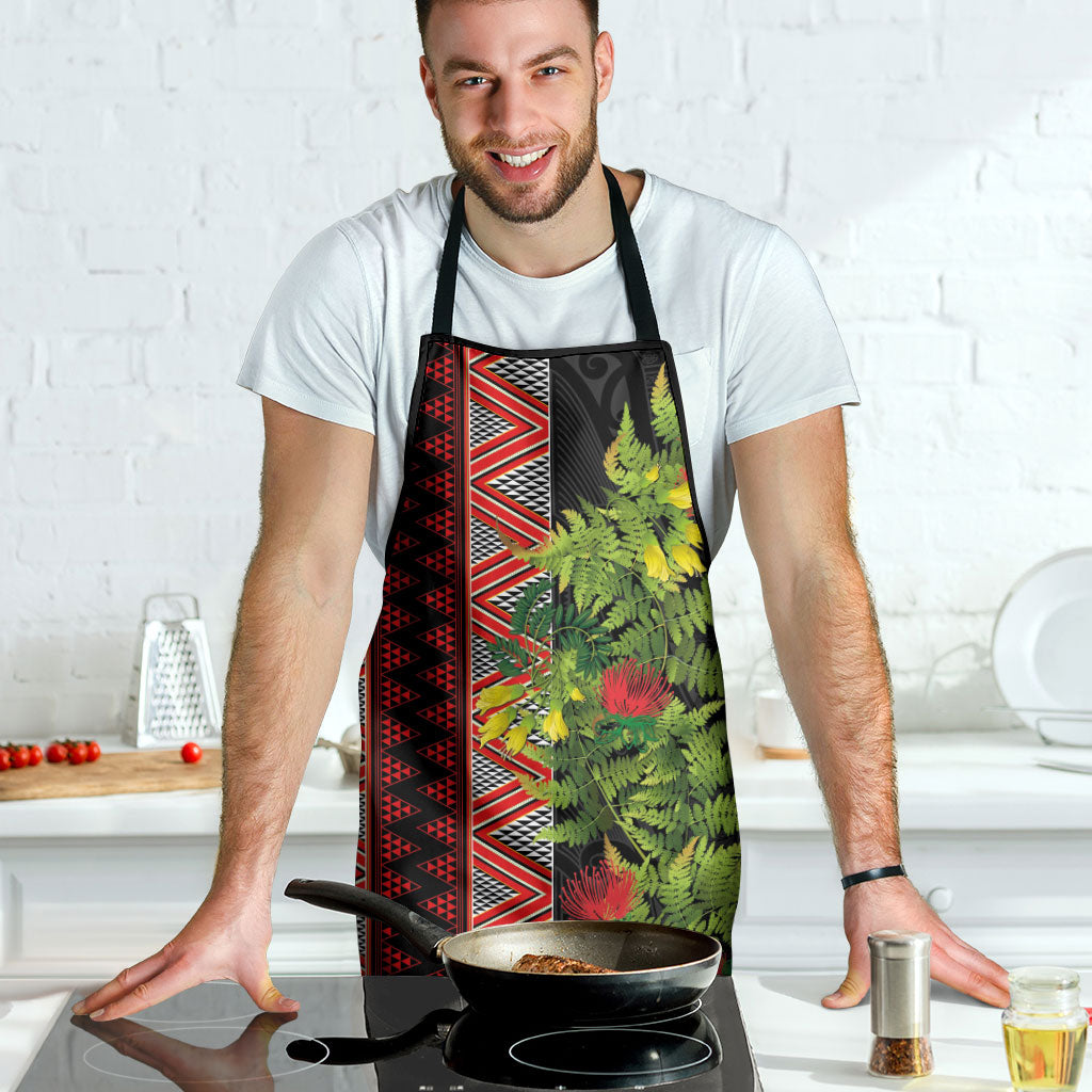 Maori Tukutuku Apron with Ferns Pohutukawa and Kowhai Tribal Moko Patterns