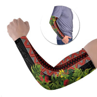 Maori Tukutuku Arm Sleeves with Ferns Pohutukawa and Kowhai Tribal Moko Patterns
