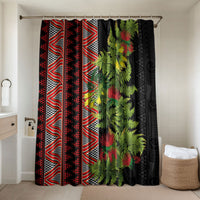 Maori Tukutuku Bathroom Set with Ferns Pohutukawa and Kowhai Tribal Moko Patterns