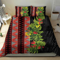 Maori Tukutuku Bedding Set with Ferns Pohutukawa and Kowhai Tribal Moko Patterns