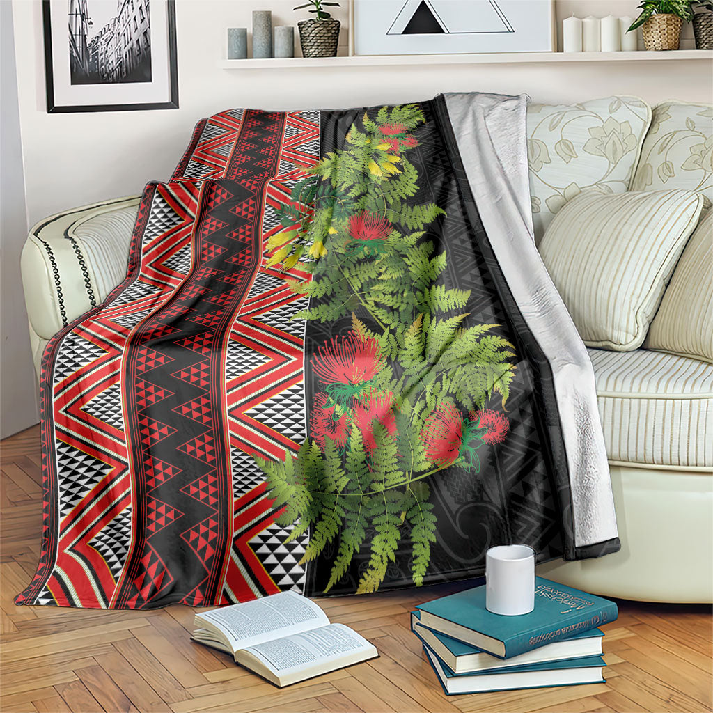 Maori Tukutuku Blanket with Ferns Pohutukawa and Kowhai Tribal Moko Patterns