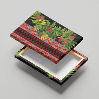 Maori Tukutuku Canvas Wall Art with Ferns Pohutukawa and Kowhai Tribal Moko Patterns