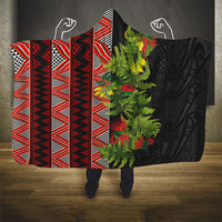 Maori Tukutuku Hooded Blanket with Ferns Pohutukawa and Kowhai Tribal Moko Patterns